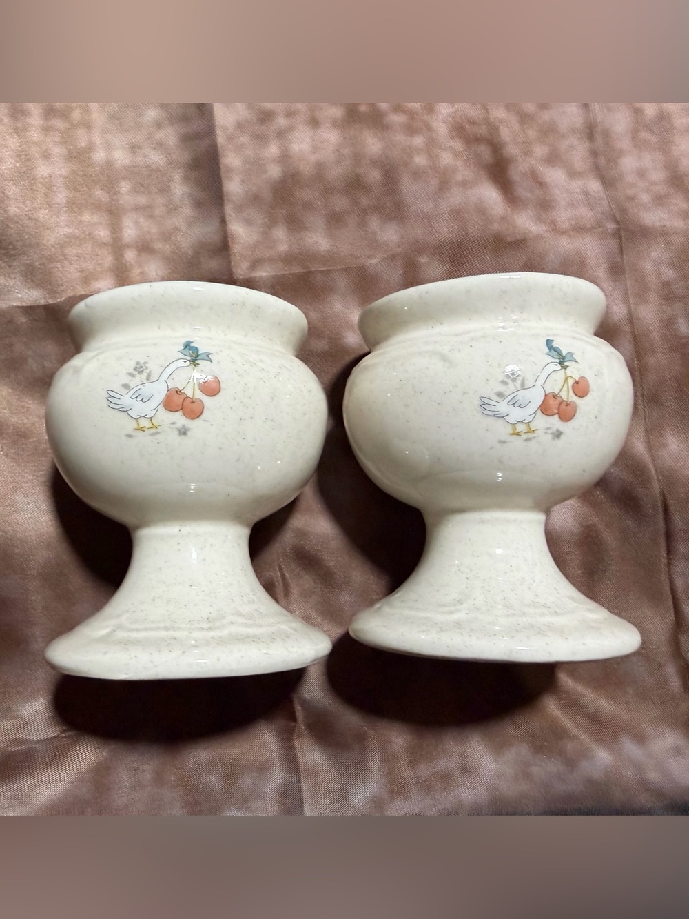 Vintage White Ceramic Goose Candle Holders